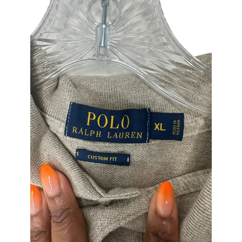 Polo Ralph Lauren Men's Polo Tan‎ Brown Short Sleeve Custom Fit Office Work XL